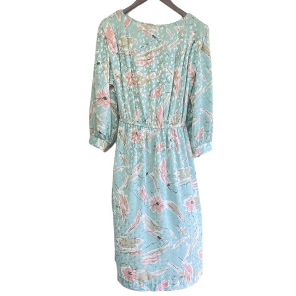 Vintage 70s 80s Floral Act I Blouson Midi Dress